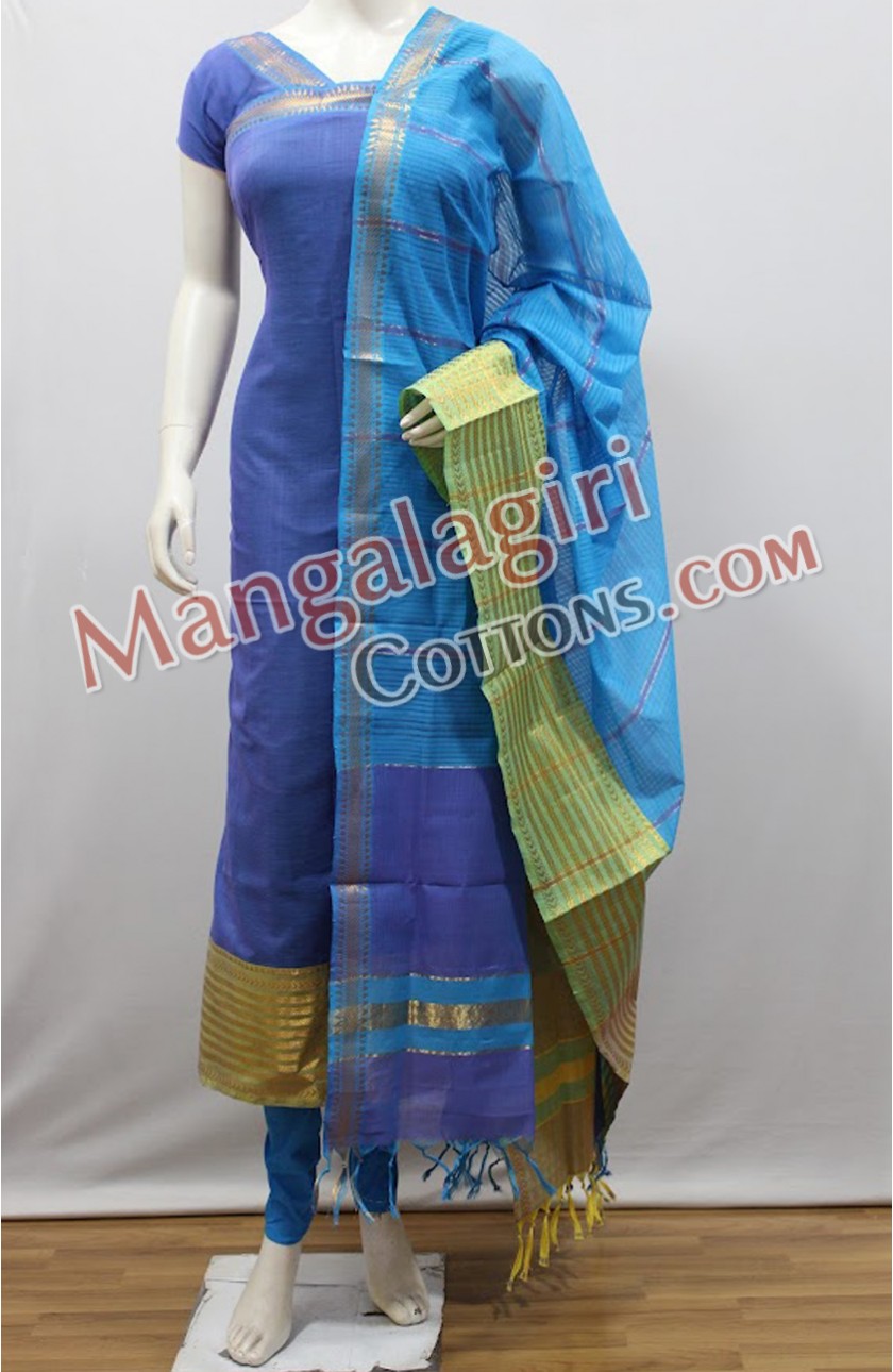 Brown - 3pc Handloom Cotton Mangalagiri Unstitched Dress Material 26