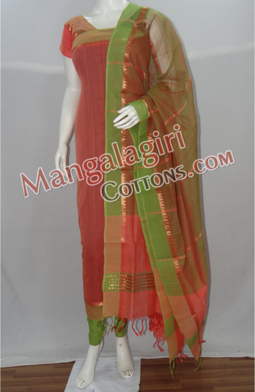 Pink - Handloom Cotton Mangalagiri 3pc Unstitched Dress Material 01