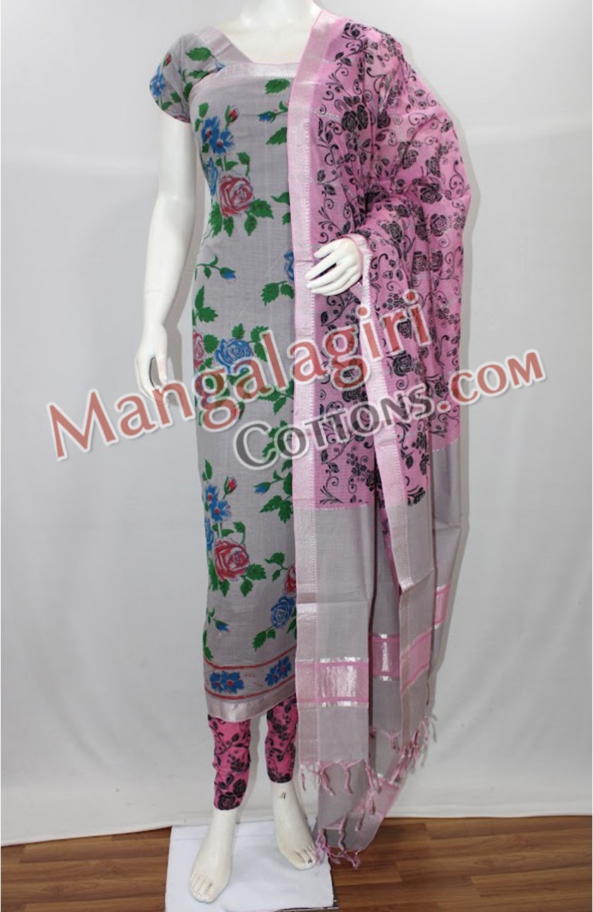 Mangalagiri Handloom Silk Cotton 3pc Unstitched Dress Material Suit Set 05