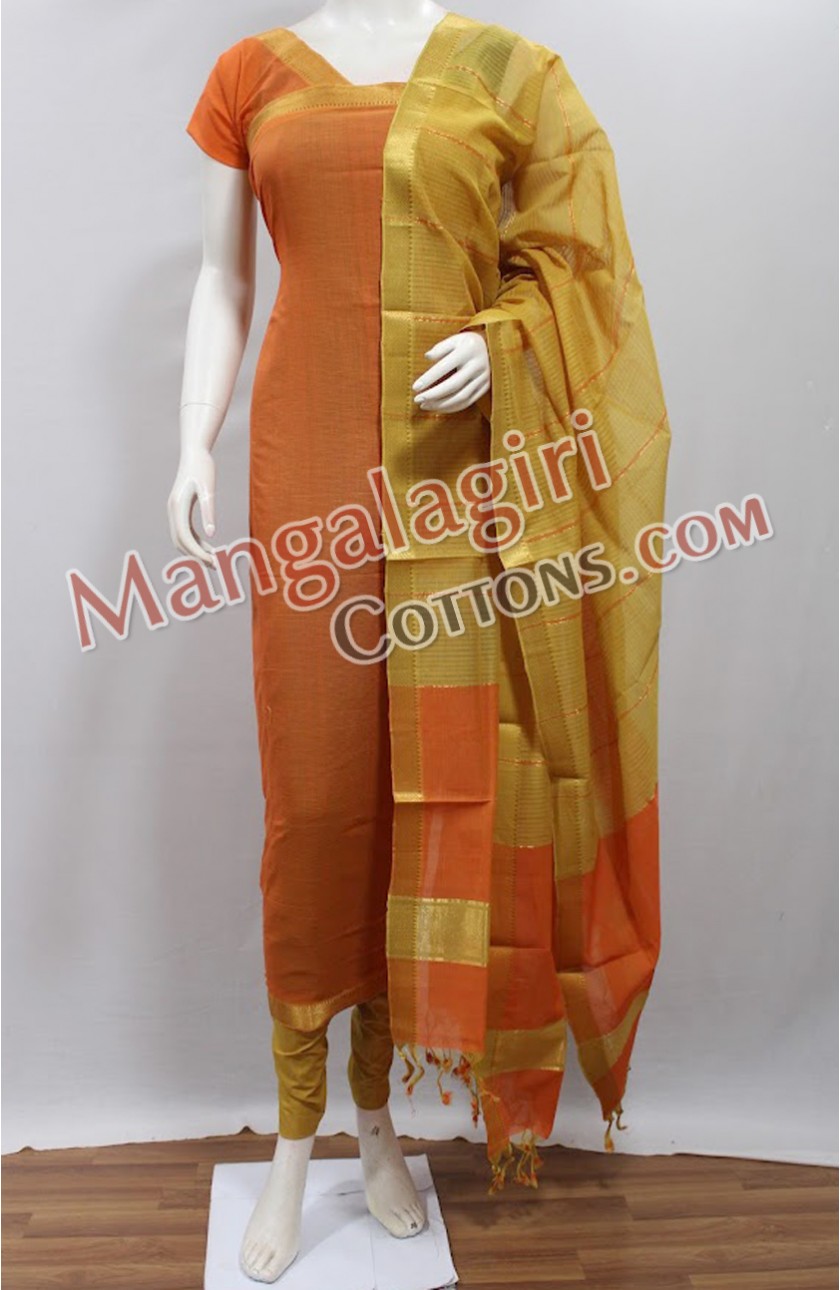 Mangalagiri Silk Cotton Thread Work 3pc Unstitched Dress Material Suit Set 36