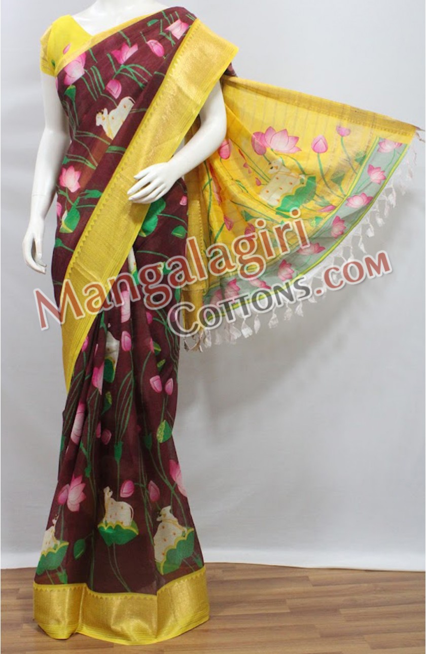 Latest 1 Designer saree Kanchi pattu saree Gadwal pattu saree Floral saree.  in Pure linen saree - lenin saree images